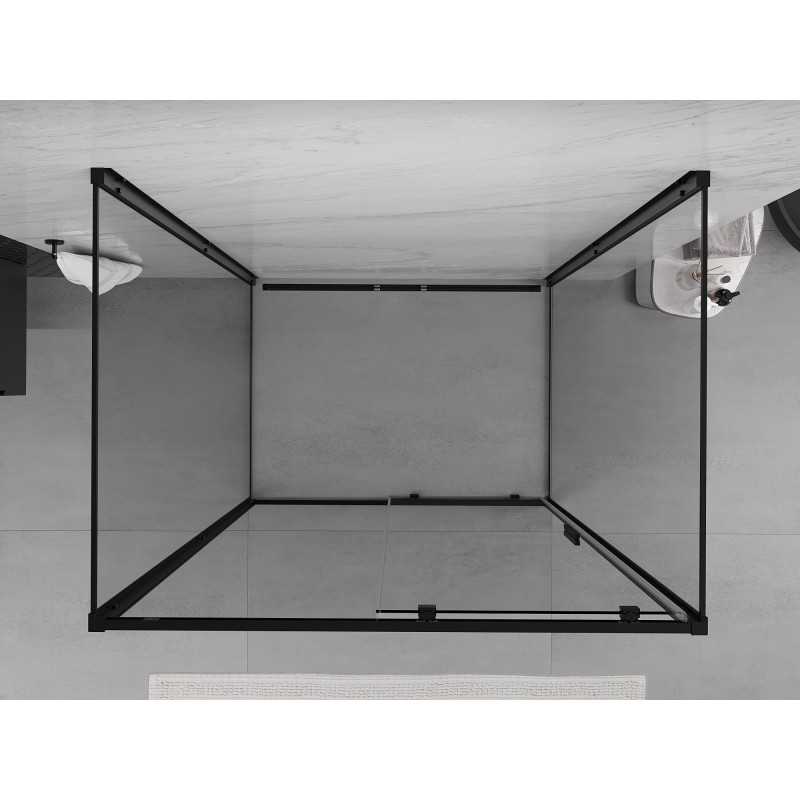 Mexen Exo-3S trijų sienų 200 x 75 cm stumdomas dušo kabinos rinkinys, skaidrus, juodas - 8151-200-075-70-00-3S