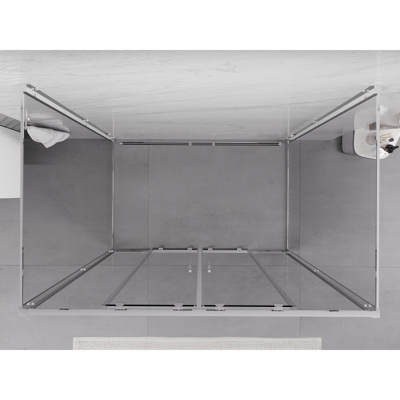 Mexen Exo-S Duo 3S 3-sieninė slankiojama dušo kabina 140 x 70 cm, skaidri, chromuota - 8152-140-070-01-00-3S
