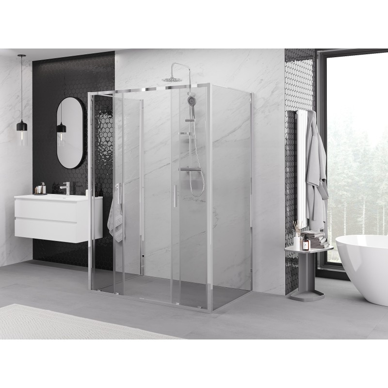 Mexen Exo-3S trijų sienų stumdomas dušo kabina 160 x 70 cm, skaidrus, chromas - 8152-160-070-01-00-3S