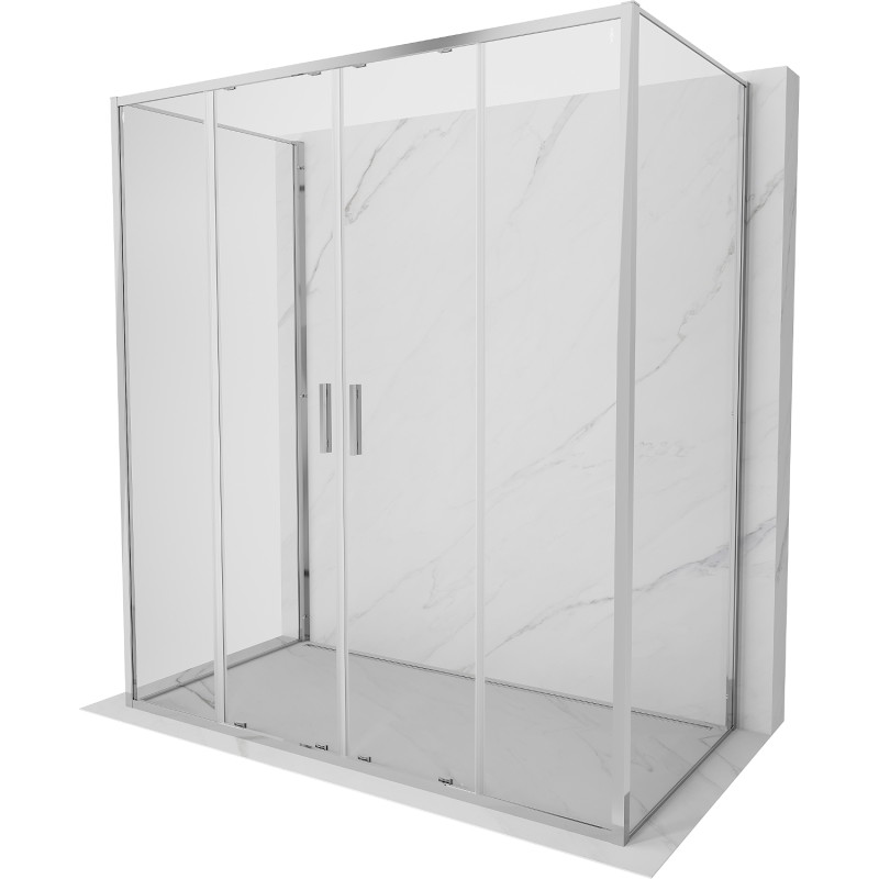 Mexen Exo-S Duo 3S trijų sienelių stumdomas dušo kabina 190 x 70 cm, permatoma, chromuota - 8152-190-070-01-00-3S