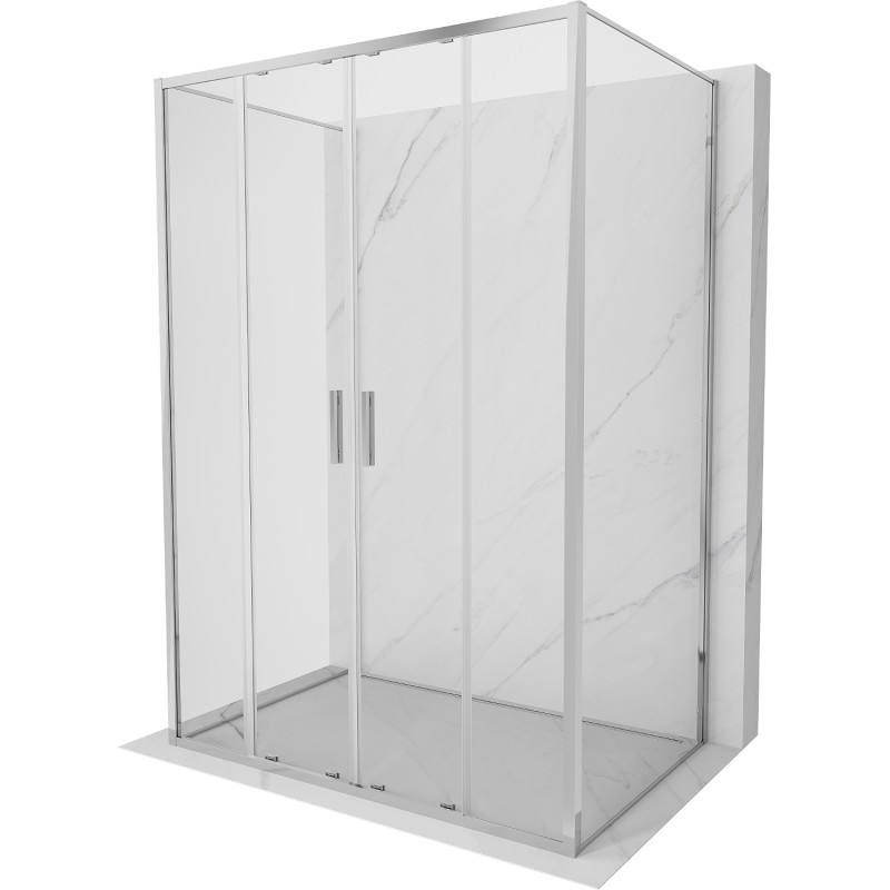 Mexen Exo-S Duo 3S 3 sienų dušo kabina 130 x 75 cm, permatoma, chromuota - 8152-130-075-01-00-3S