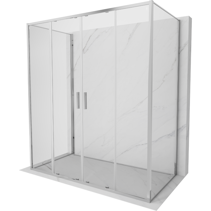 Mexen Exo-3S trijų sienų slankioja dušo kabina 170 x 90 cm, skaidrus, chromas - 8152-170-090-01-00-3S