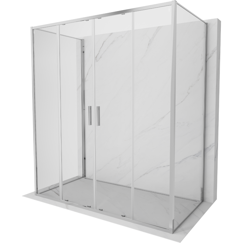 Mexen Exo-3S trijų sienų stumdomas dušo kabina 180 x 95 cm, permatomas, chromas - 8152-180-095-01-00-3S