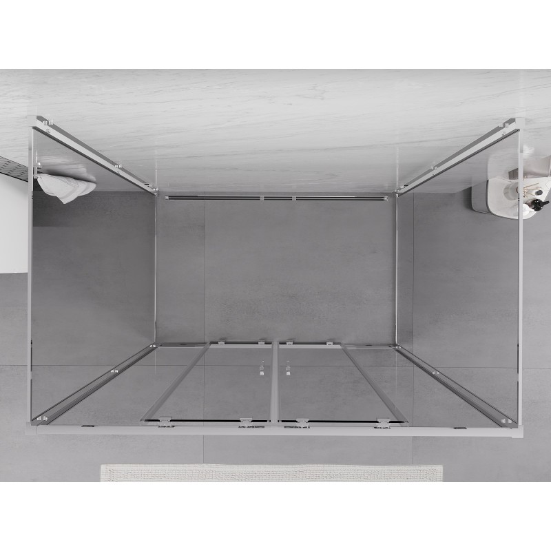 Mexen Exo-3S trijų sienų slankiojančias dušo kabina 140 x 100 cm, permatoma, chromuota - 8152-140-100-01-00-3S