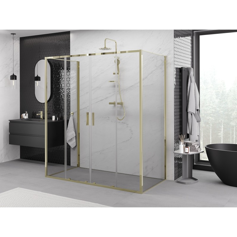 Mexen Exo-3S 3-sienų slankusis dušo kabinas 180 x 70 cm, skaidri, auksinė - 8152-180-070-50-00-3S