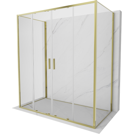 Mexen Exo-3S trijų sienelių dušo kabina su stumdomomis durimis 190 x 70 cm, skaidri, auksinė - 8152-190-070-50-00-3S