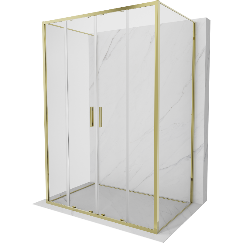 Mexen Exo-3S trigubos slankiojančios dušo kabina 130 x 80 cm, permatoma, auksinė - 8152-130-080-50-00-3S