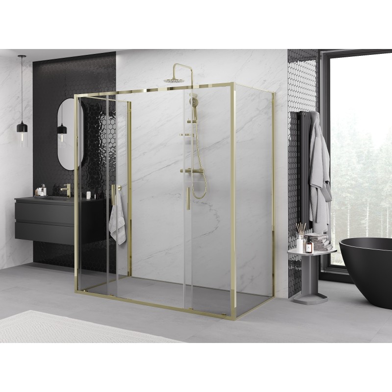 Mexen Exo-3S 3 sienelių stumdomas dušo kabinas 170 x 80 cm, skaidrus, auksinis - 8152-170-080-50-00-3S