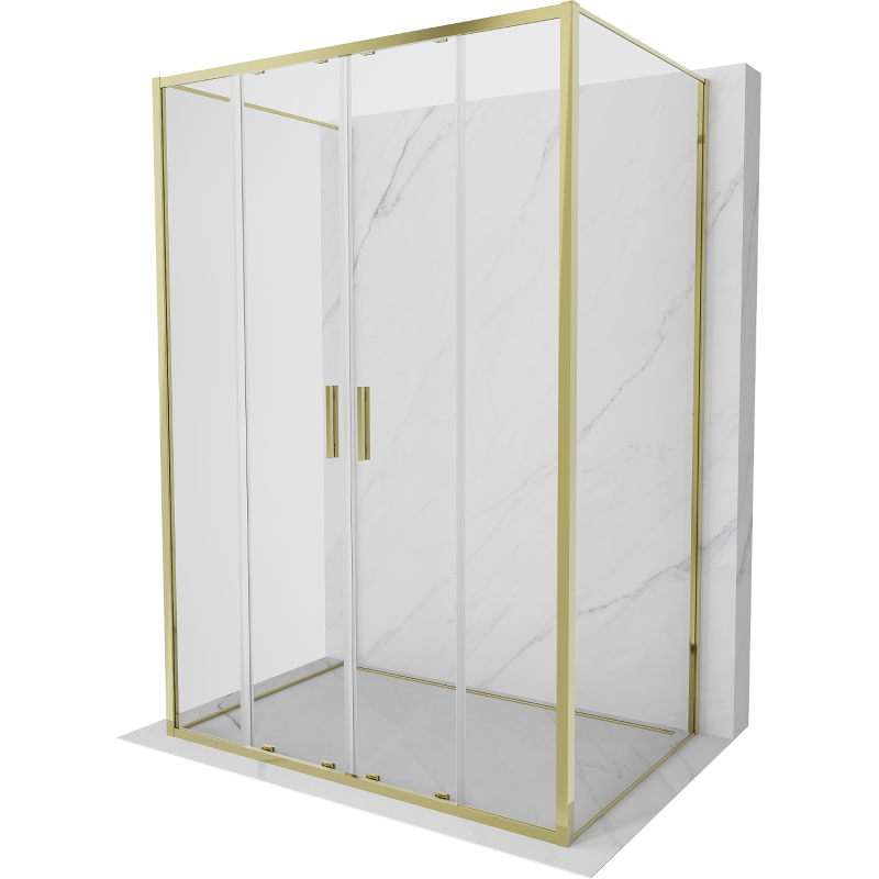 Mexen Exo-3S dušo kabina 3 sieninė stumdomoji 150 x 85 cm, skaidri, auksinė - 8152-150-085-50-00-3S