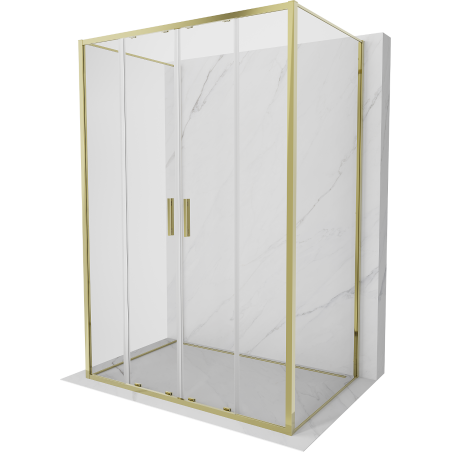 Mexen Exo-3S dušo kabina 3 sieninė stumdomoji 150 x 85 cm, skaidri, auksinė - 8152-150-085-50-00-3S