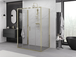 Mexen Exo-3S dušo kabina 3 sieninė stumdomoji 150 x 85 cm, skaidri, auksinė - 8152-150-085-50-00-3S