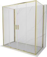 Mexen Exo-3S trijų sienelių stumdomas dušo kabina 180 x 85 cm, skaidri, auksinė - 8152-180-085-50-00-3S