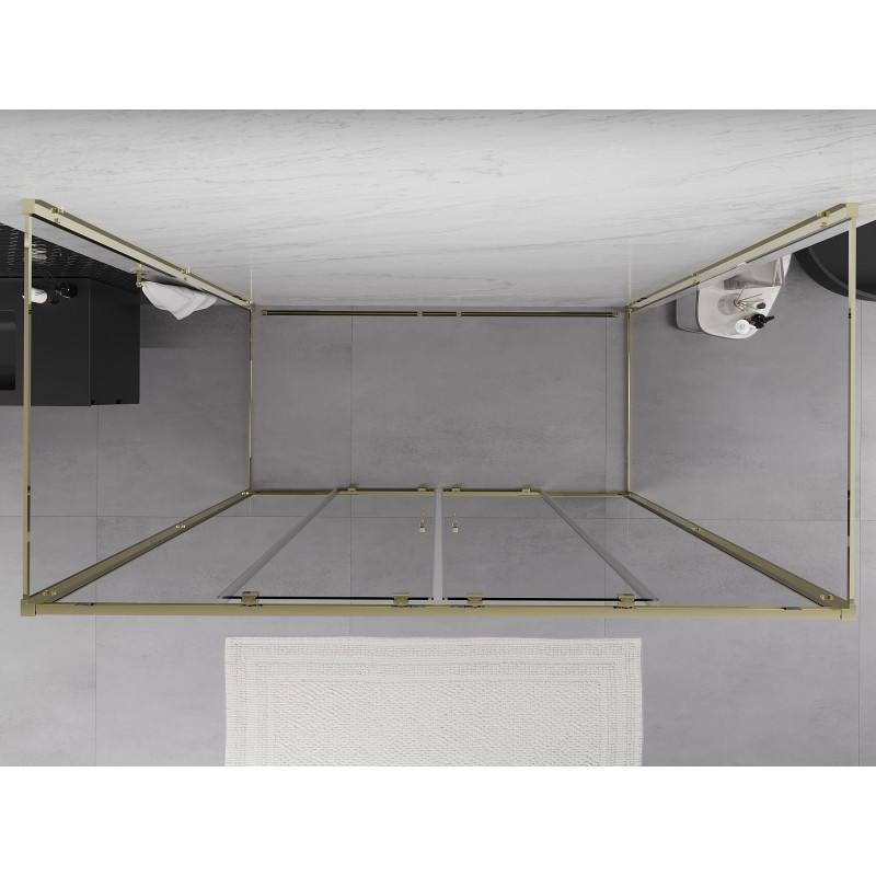 Mexen Exo-S Duo 3S 3 sienelių stumdomas dušo kabinas 190 x 90 cm, skaidrus, auksinis - 8152-190-090-50-00-3S