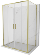 Mexen Exo-3S trijų sienelių stumdomas dušo kabinas, 140 x 100 cm, permatomas, auksinis - 8152-140-100-50-00-3S