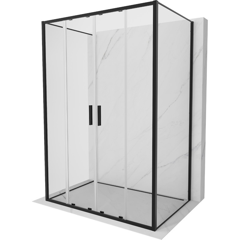 Mexen Exo-S Duo 3S 130 x 70 cm trijų sienų slankiojančioji dušo kabina, skaidri, juoda - 8152-130-070-70-00-3S