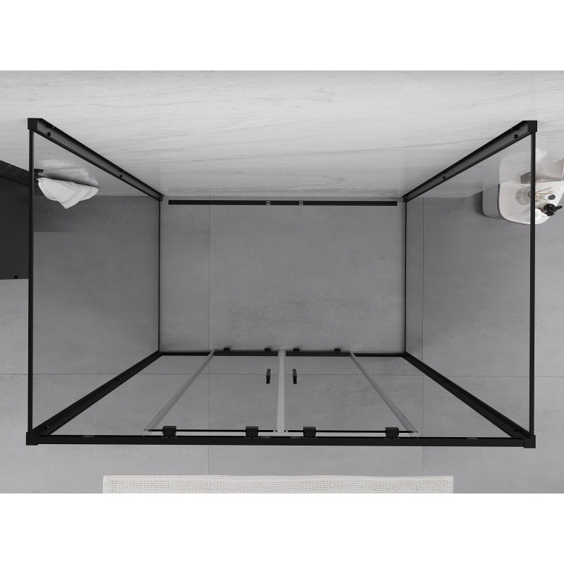 Mexen Exo-S Duo 3S trijų sienelių, stumdoma dušo kabina, 150 x 70 cm, permatoma, juoda - 8152-150-070-70-00-3S