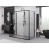 Mexen Exo-S Duo 3S 170 x 70 cm trijų sienelių slankiojančioji dušo kabina, permatoma, juoda - 8152-170-070-70-00-3S