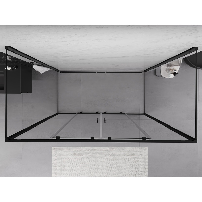 Mexen Exo-S Duo 3S 170 x 70 cm trijų sienelių slankiojančioji dušo kabina, permatoma, juoda - 8152-170-070-70-00-3S