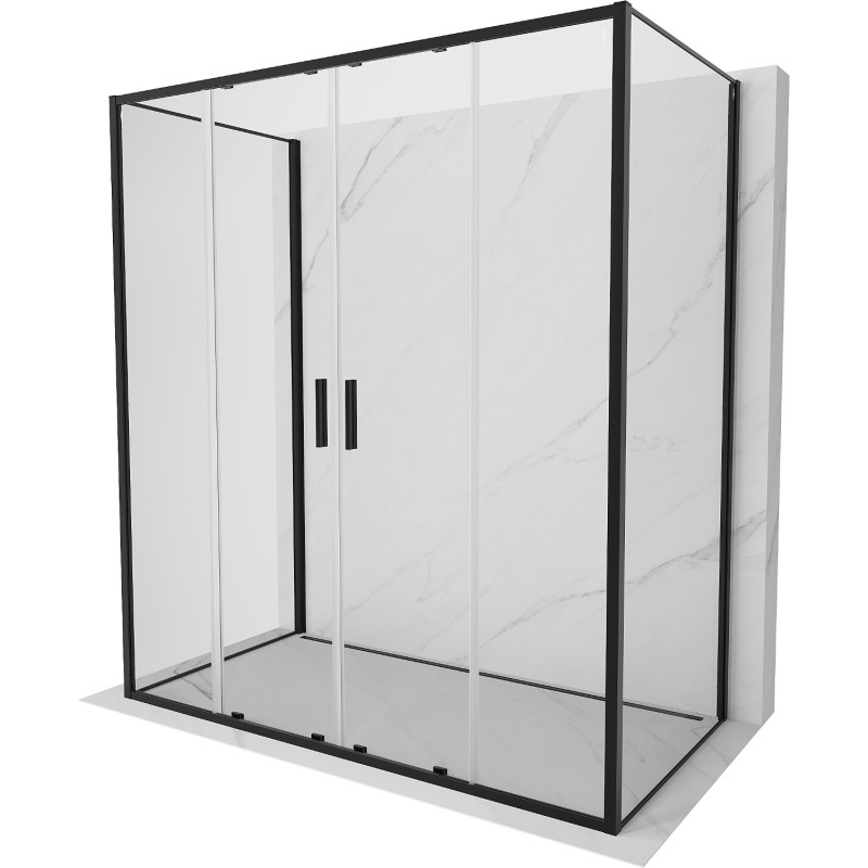 Mexen Exo-S Duo 3S 3-sieninė stumdomoji dušo kabina 190 x 70 cm, skaidrus, juodas - 8152-190-070-70-00-3S