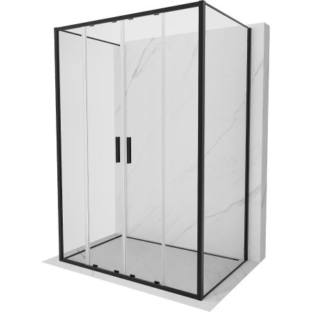 Mexen Exo-3S Trijų sienelių stumdomas dušo kabina 150 x 75 cm, permatoma, juoda - 8152-150-075-70-00-3S