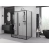 Mexen Exo-3S 3-sieninė dušo kabina stumdomomis durimis 130 x 80 cm, permatoma, juoda - 8152-130-080-70-00-3S
