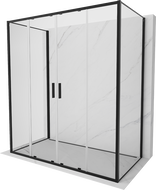 Mexen Exo-3S trijų sienelių dušo kabina, stumdomos durys, 180 x 90 cm, skaidri, juoda - 8152-180-090-70-00-3S