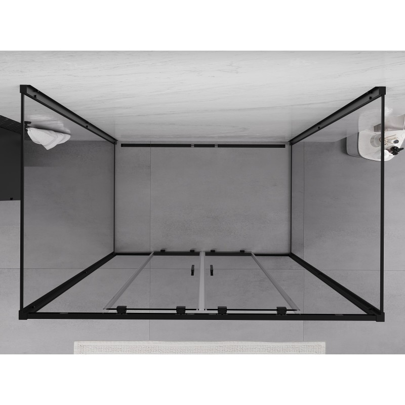 Mexen Exo-3S 3 sienelių stumdomas dušo kabinas 160 x 95 cm, skaidrus, juodas - 8152-160-095-70-00-3S