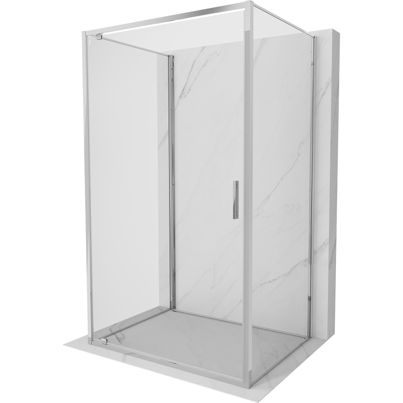 Mexen Exo-3S 3 sienų, pasukama 75 x 80 cm, skaidri, chrominė dušo kabina - 8181-075-080-01-00-3S