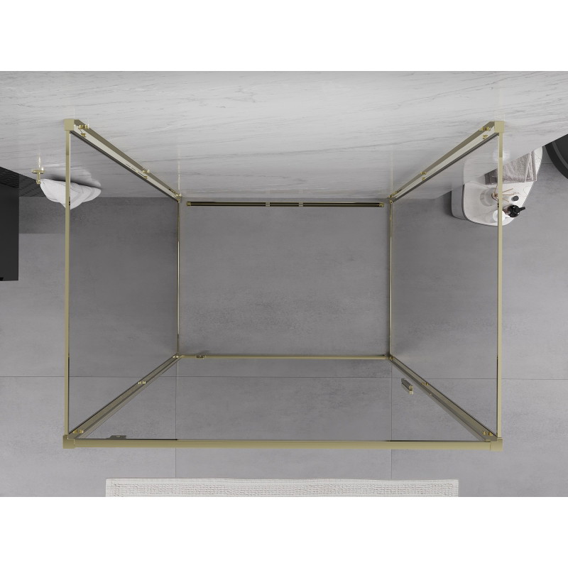 Mexen Exo-BR 3S Dušo kampelis 3-sienis atveriamas 100 x 70 cm, permatomas, auksinis - 8181-100-070-50-00-3S
