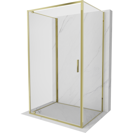Mexen Exo-3S 3 sienų dušo kabina su atveriamomis durimis 75 x 80 cm, skaidri, auksinė - 8181-075-080-50-00-3S