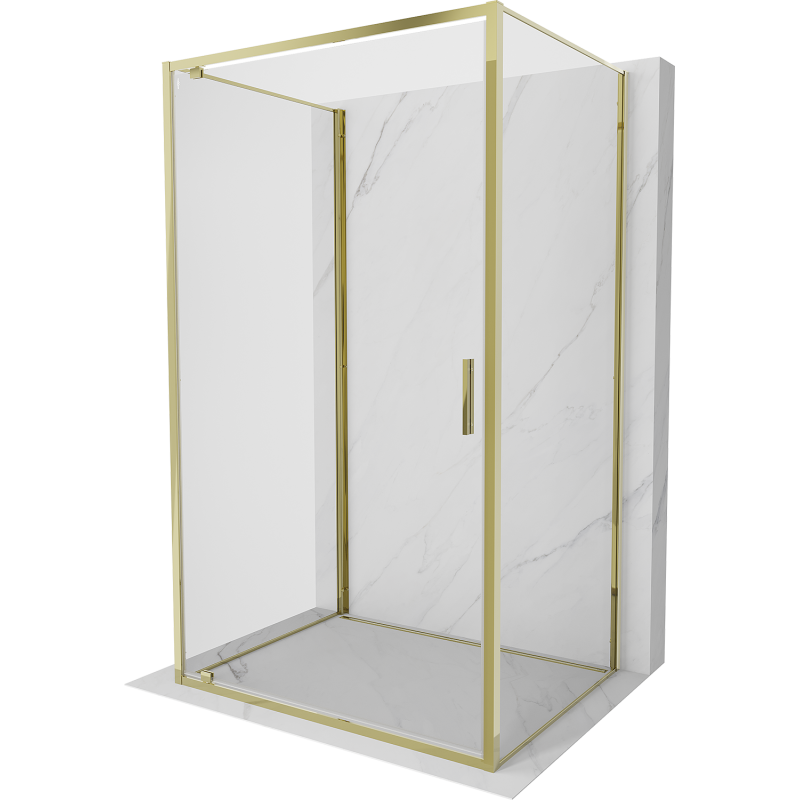 Mexen Exo-3S dušo kabina 3-sienų varstoma 90 x 80 cm, skaidri, auksinė - 8181-090-080-50-00-3S