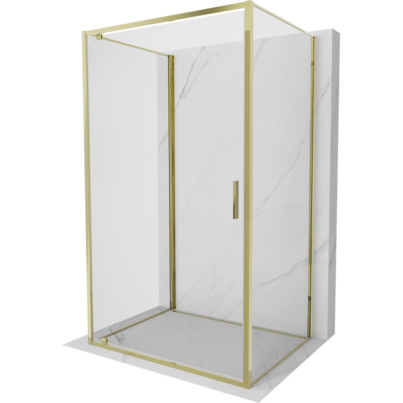 Mexen Exo-3S trijų sienų nišinis dušo kabina 70 x 90 cm, skaidrus, auksinis - 8181-070-090-50-00-3S