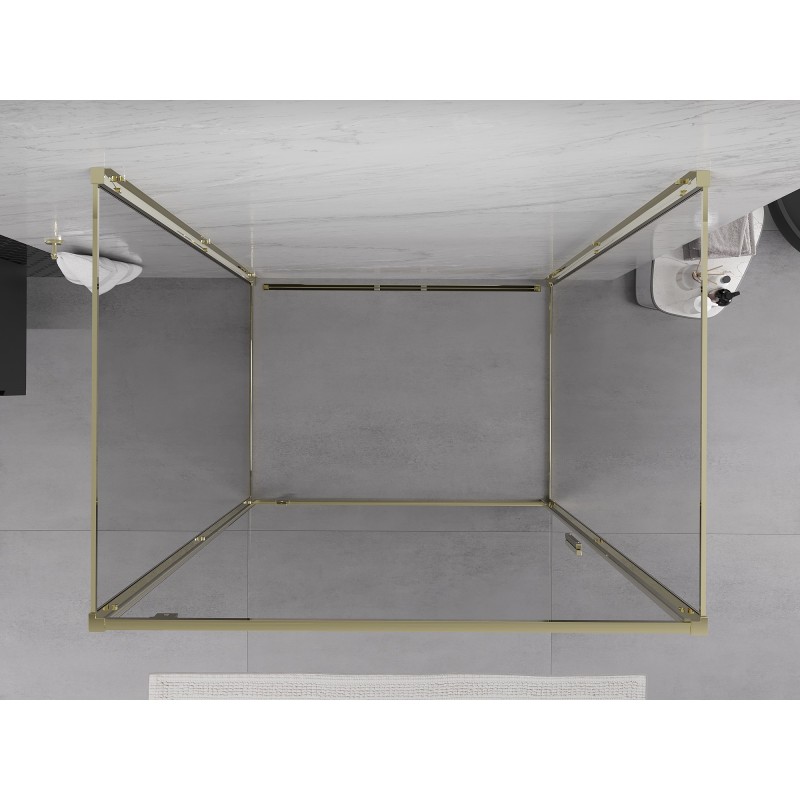 Mexen Exo-3S trijų sienų atveriama dušo kabina 75 x 90 cm, skaidri, auksinė - 8181-075-090-50-00-3S