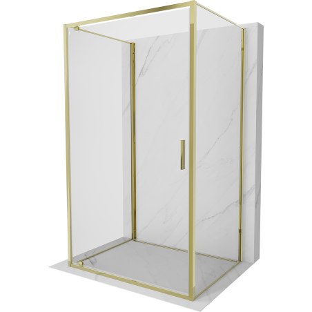 Mexen Exo-3S trijų sienelių dušo kabina su varstomomis durimis 80 x 95 cm, permatoma, auksinė - 8181-080-095-50-00-3S