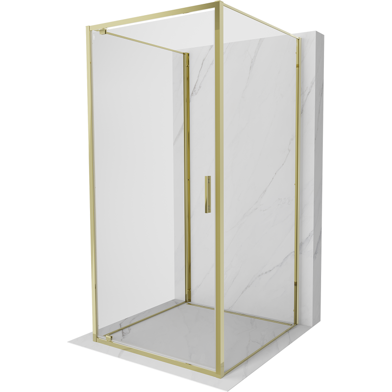 Mexen Exo-3S Nislenki dušo kabina su trimis sienelėmis 95 x 95 cm, skaidri, auksinė - 8181-095-095-50-00-3S
