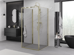 Mexen Exo-3S Nislenki dušo kabina su trimis sienelėmis 95 x 95 cm, skaidri, auksinė - 8181-095-095-50-00-3S