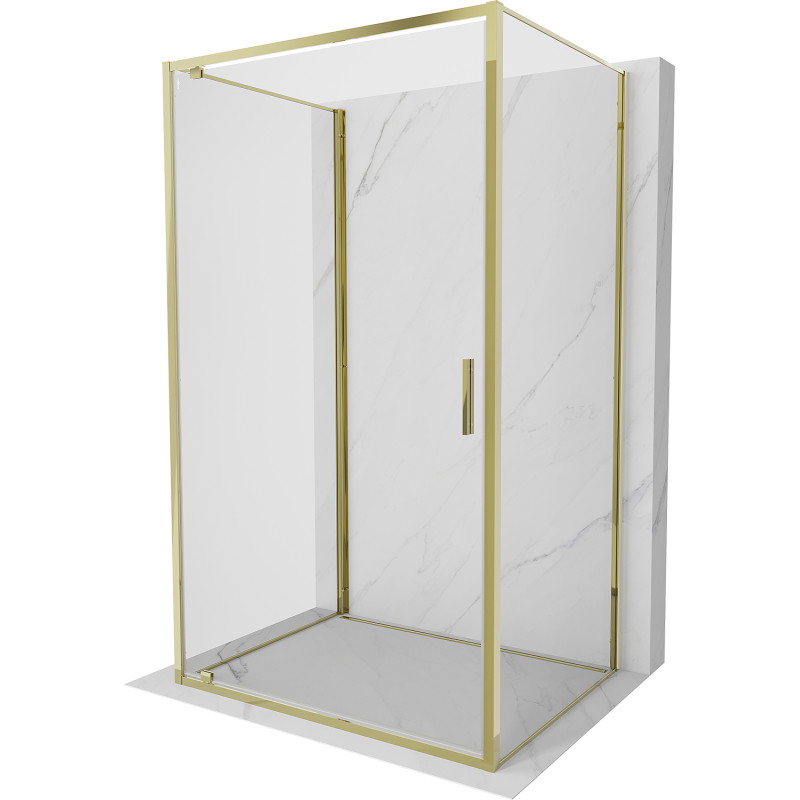 Mexen Exo-BR 3S trijų sienų atveriama dušo kabina 95 x 100 cm, skaidrus, auksinis - 8181-095-100-50-00-3S