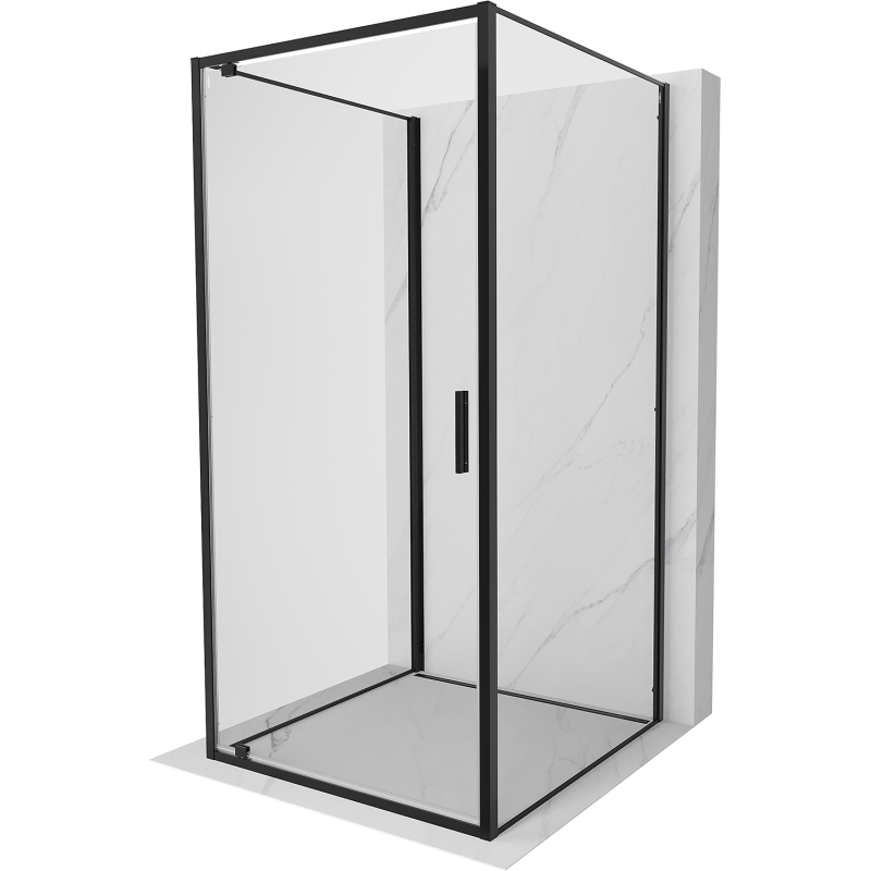 Mexen Exo-3S trijų sienų dušo kabina su atveriamomis durimis 70 x 70 cm, skaidrus, juodas - 8181-070-070-70-00-3S