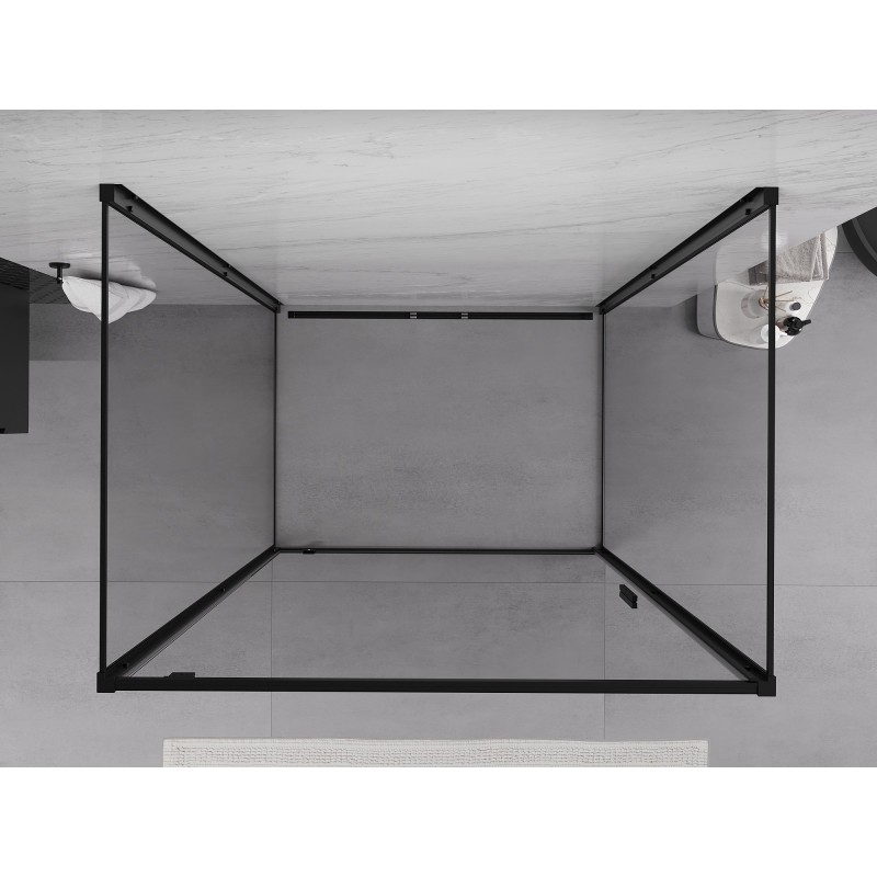 Mexen Exo-3S dušo kabina 3 sienų su varstomomis durimis 100 x 70 cm, skaidri, juoda - 8181-100-070-70-00-3S
