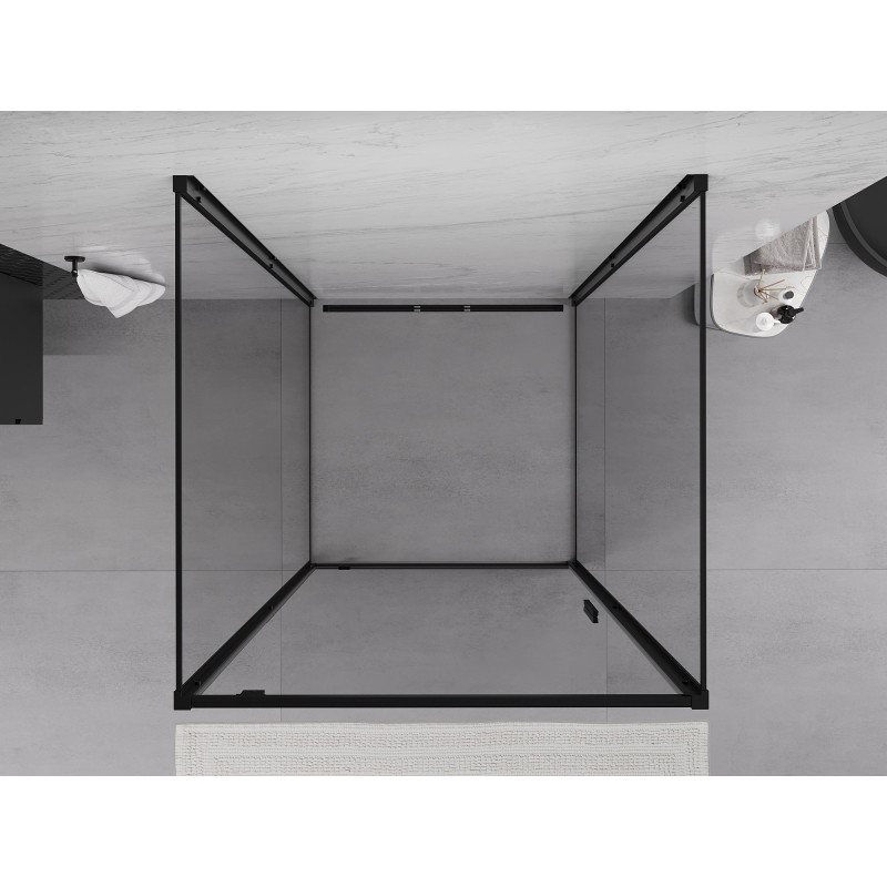 Mexen Exo-BR 3S trijų sienelių dušo kabina su atveriamomis durimis 85 x 85 cm, permatoma, juoda - 8181-085-085-70-00-3S