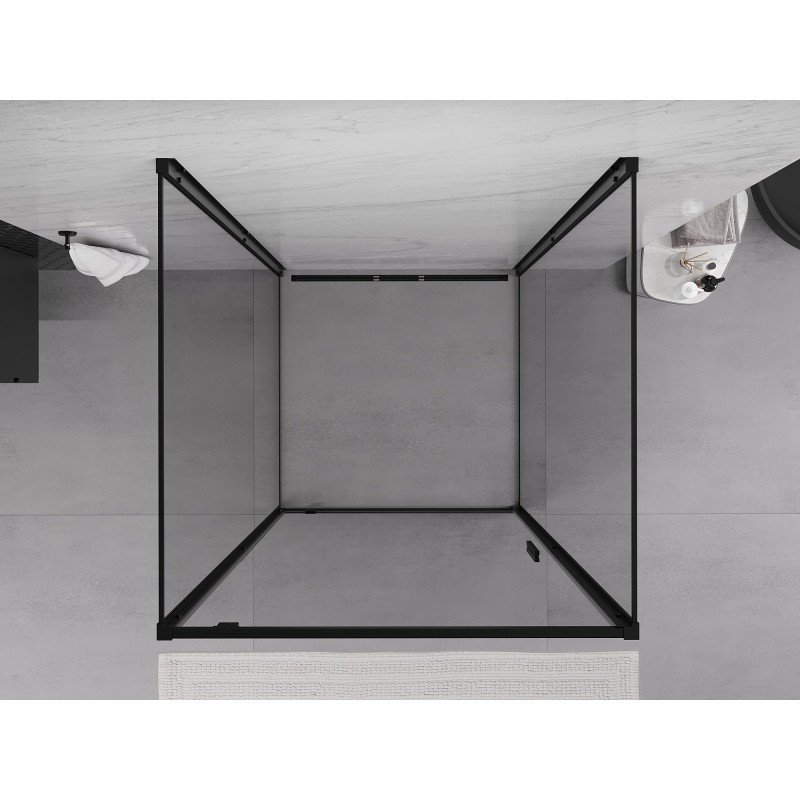Mexen Exo-3S Dušo kabina 3-sienelių atveriama 90 x 90 cm, permatoma, juoda - 8181-090-090-70-00-3S