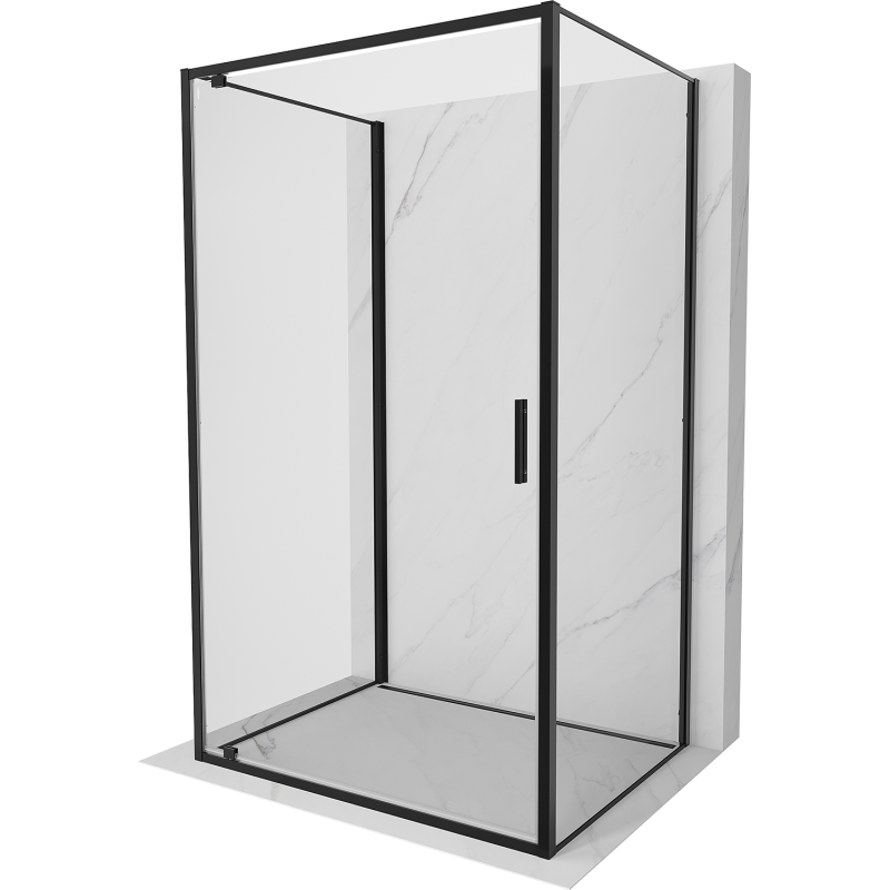 Mexen Exo-3S 3 sienelių dušo kabina su atveriamomis durimis 70 x 100 cm, permatoma, juoda - 8181-070-100-70-00-3S