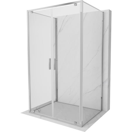 Mexen Exo-3S 3-pusių dušo kabina, stumdomos durys 100 x 80 cm, permatonas, chromas - 8182-100-080-01-00-3S