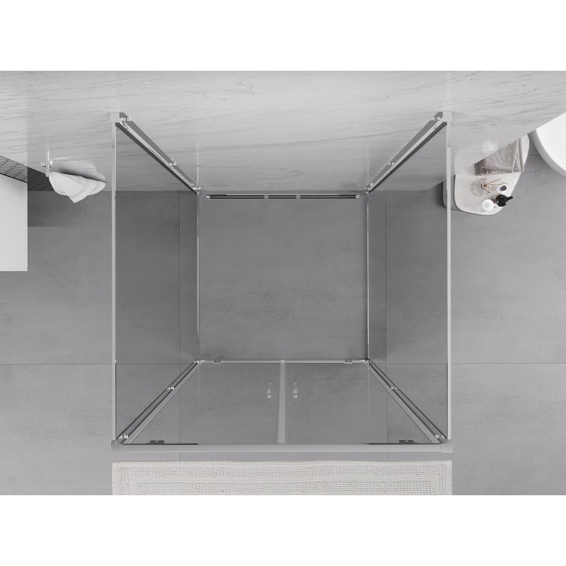 Mexen Exo-3S 3 sienų, atveriama dušo kabina 90 x 90 cm, skaidri, chromuota - 8182-090-090-01-00-3S