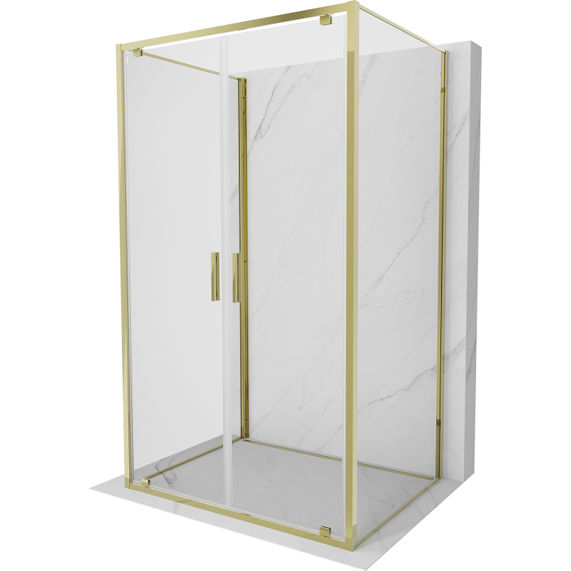 Mexen Exo-3S 3 sienų dušo kabina, atsidaranti 110 x 75 cm, skaidri, auksinė - 8182-110-075-50-00-3S