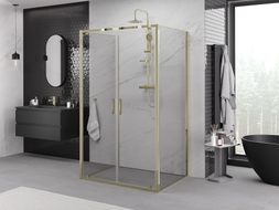 Mexen Exo-BR Duo 3S 3-sienė atveriama dušo kabina 80 x 85 cm, permatomas, auksinis - 8182-080-085-50-00-3S