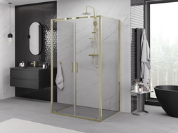 Mexen Exo-3S trijų sienelių dušo kabina 70 x 90 cm, skaidri, auksinė - 8182-070-090-50-00-3S