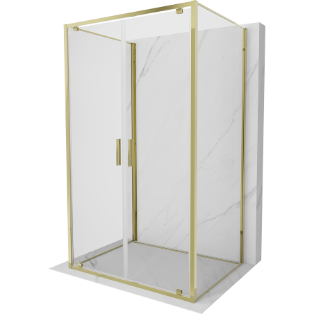 Mexen Exo-3S 80 x 110 cm trijų pusių atveriama dušo kabina, skaidri, auksinė - 8182-080-110-50-00-3S
