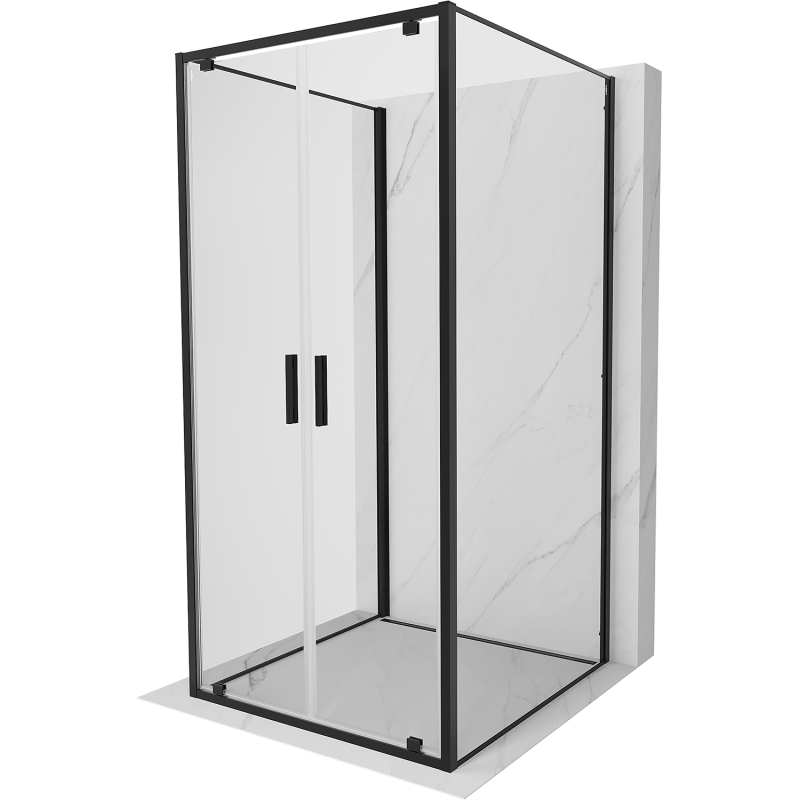 Mexen Exo-3S dušo kabina 3-sienų atveriama 70 x 70 cm, skaidrus, juoda - 8182-070-070-70-00-3S