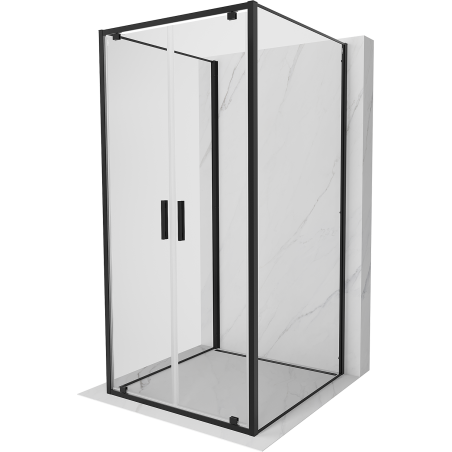 Mexen Exo-3S dušo kabina 3-sienų atveriama 70 x 70 cm, skaidrus, juoda - 8182-070-070-70-00-3S